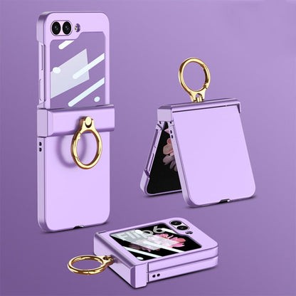 For Samsung Galaxy Z Flip6 / Flip7 FE GKK Integrated Ultra-thin Hinge Full Coverage Phone Case with Ring(Dream Mirror Purple)