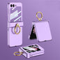 For Samsung Galaxy Z Flip6 / Flip7 FE GKK Integrated Ultra-thin Hinge Full Coverage Phone Case with Ring(Dream Mirror Purple)