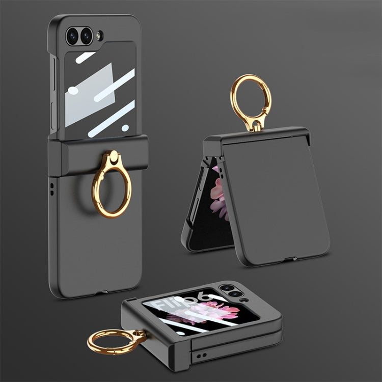 For Samsung Galaxy Z Flip6 / Flip7 FE GKK Integrated Ultra-thin Hinge Full Coverage Phone Case with Ring(Black)