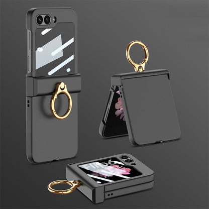 For Samsung Galaxy Z Flip6 / Flip7 FE GKK Integrated Ultra-thin Hinge Full Coverage Phone Case with Ring(Black)