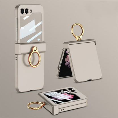 For Samsung Galaxy Z Flip6 / Flip7 FE GKK Integrated Ultra-thin Hinge Full Coverage Phone Case with Ring(Titanium Gray)