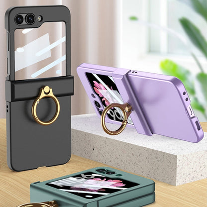 For Samsung Galaxy Z Flip6 / Flip7 FE GKK Integrated Ultra-thin Hinge Full Coverage Phone Case with Ring(Titanium Gray)