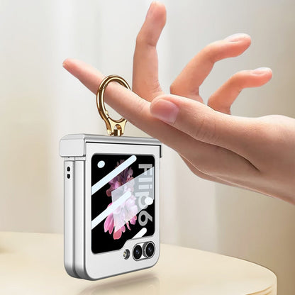 For Samsung Galaxy Z Flip6 / Flip7 FE GKK Integrated Ultra-thin Hinge Full Coverage Phone Case with Ring(Titanium Gray)