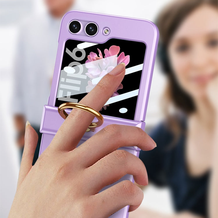 For Samsung Galaxy Z Flip6 / Flip7 FE GKK Integrated Ultra-thin Hinge Full Coverage Phone Case with Ring(Titanium Gray)