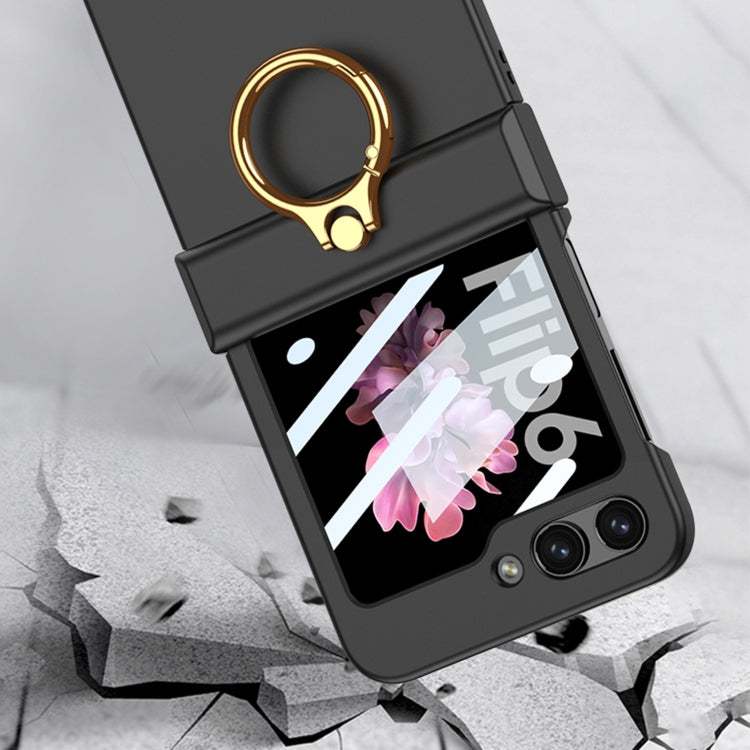 For Samsung Galaxy Z Flip6 / Flip7 FE GKK Integrated Ultra-thin Hinge Full Coverage Phone Case with Ring(Titanium Gray)