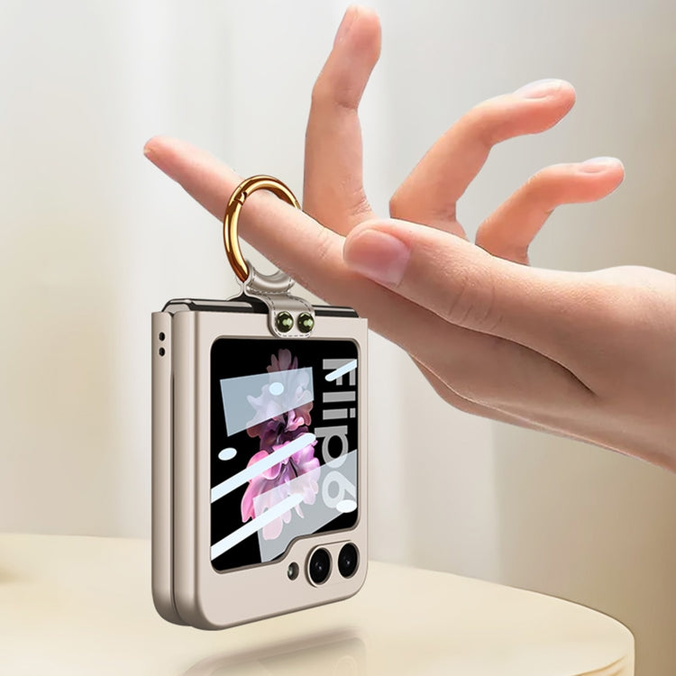 For Samsung Galaxy Z Flip6 / Flip7 FE GKK Integrated Ultra-thin PC Full Coverage Phone Case with Ring Holder(Silver)