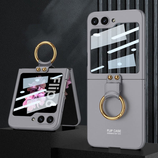 For Samsung Galaxy Z Flip6 / Flip7 FE GKK Integrated Ultra-thin PC Full Coverage Phone Case with Ring Holder(Gray)