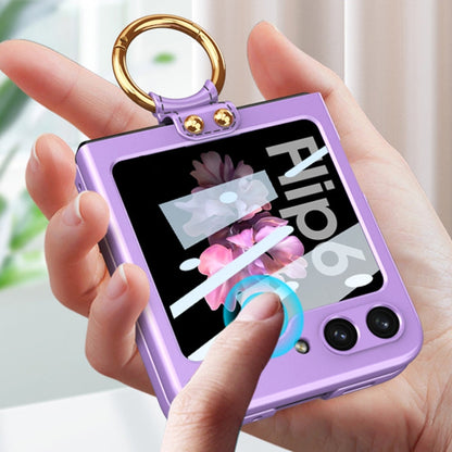 For Samsung Galaxy Z Flip6 / Flip7 FE GKK Integrated Ultra-thin PC Full Coverage Phone Case with Ring Holder(Black)