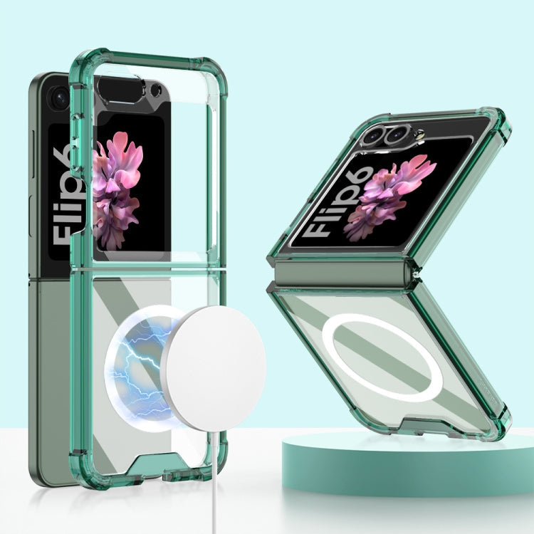 Coque de téléphone antichoc GKK MagSafe Airbag pour Samsung Galaxy Z Flip6 / Flip7 FE (verte)