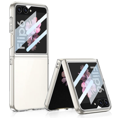 Pour coque de téléphone PC GKK à fenêtre intégrée ultra-fine pour Samsung Galaxy Z Flip6 / Flip7 FE (Transparent)