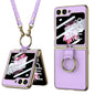 For Samsung Galaxy Z Flip6 / Flip7 FE GKK Integrated Electroplating Leather Phone Case with Ring/Strap(Purple)