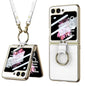 For Samsung Galaxy Z Flip6 / Flip7 FE GKK Integrated Electroplating Leather Phone Case with Ring/Strap(White)