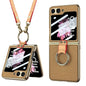 For Samsung Galaxy Z Flip6 / Flip7 FE GKK Integrated Electroplating Leather Phone Case with Ring/Strap(Yellow)