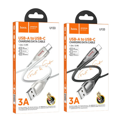 hoco U133 Type-C / USB-C to USB-A Braided Charging Data Cable, Length:1.2m(Black)