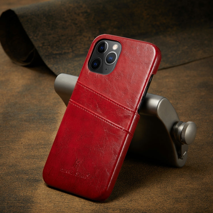 Pour iPhone 12 mini, étui en cuir PU avec texture huile-cire rétro Fierre Shann avec emplacements pour cartes (rouge)