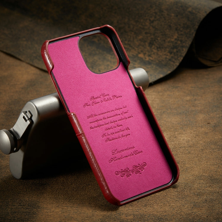 Pour iPhone 12 mini, étui en cuir PU avec texture huile-cire rétro Fierre Shann avec emplacements pour cartes (rouge)