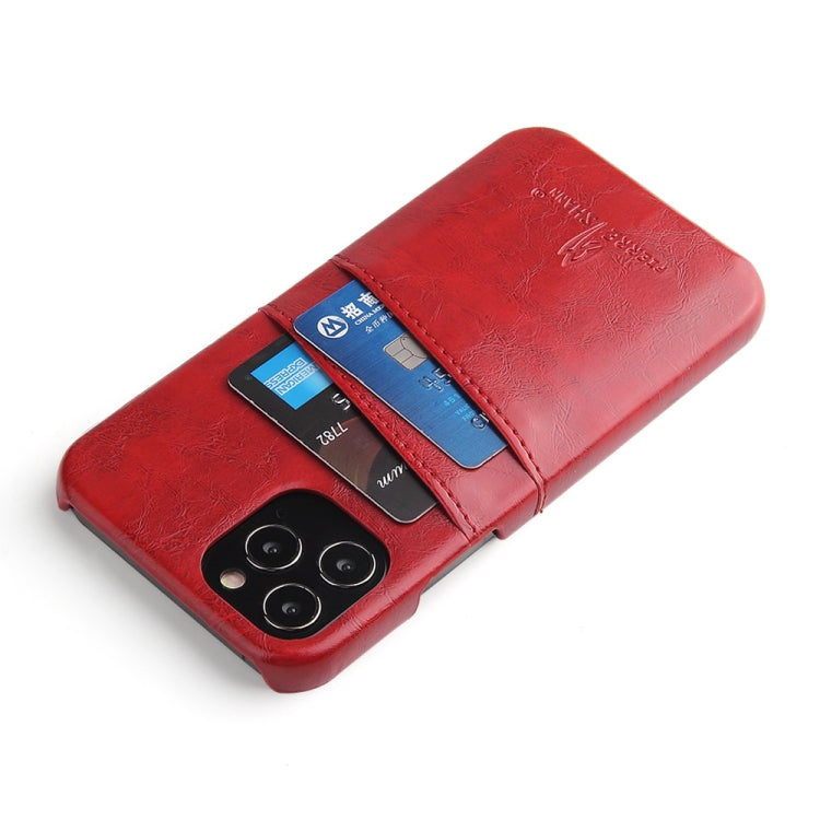 Pour iPhone 12 mini, étui en cuir PU avec texture huile-cire rétro Fierre Shann avec emplacements pour cartes (rouge)