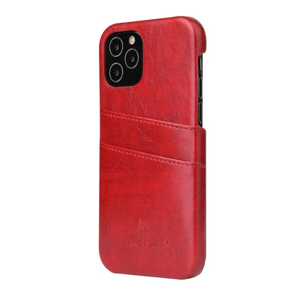 Pour iPhone 12 mini, étui en cuir PU avec texture huile-cire rétro Fierre Shann avec emplacements pour cartes (rouge)