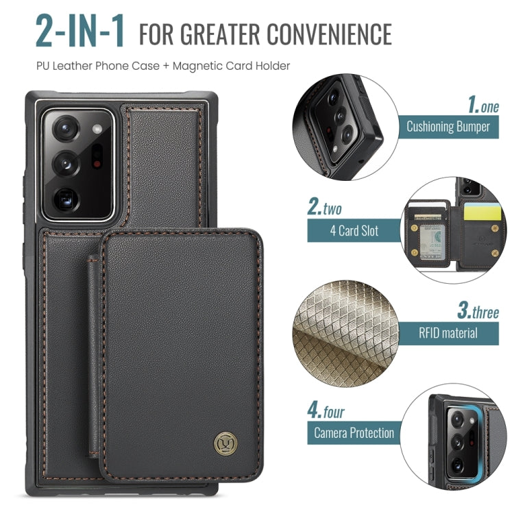 For Samsung Galaxy Note20 Ultra JEEHOOD J05 Business Magnetic Style RFID Leather Phone Case(Black)