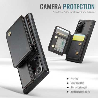 For Samsung Galaxy Note20 Ultra JEEHOOD J05 Business Magnetic Style RFID Leather Phone Case(Black)
