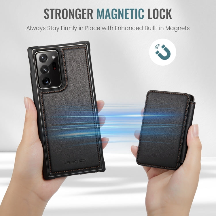 For Samsung Galaxy Note20 Ultra JEEHOOD J05 Business Magnetic Style RFID Leather Phone Case(Black)