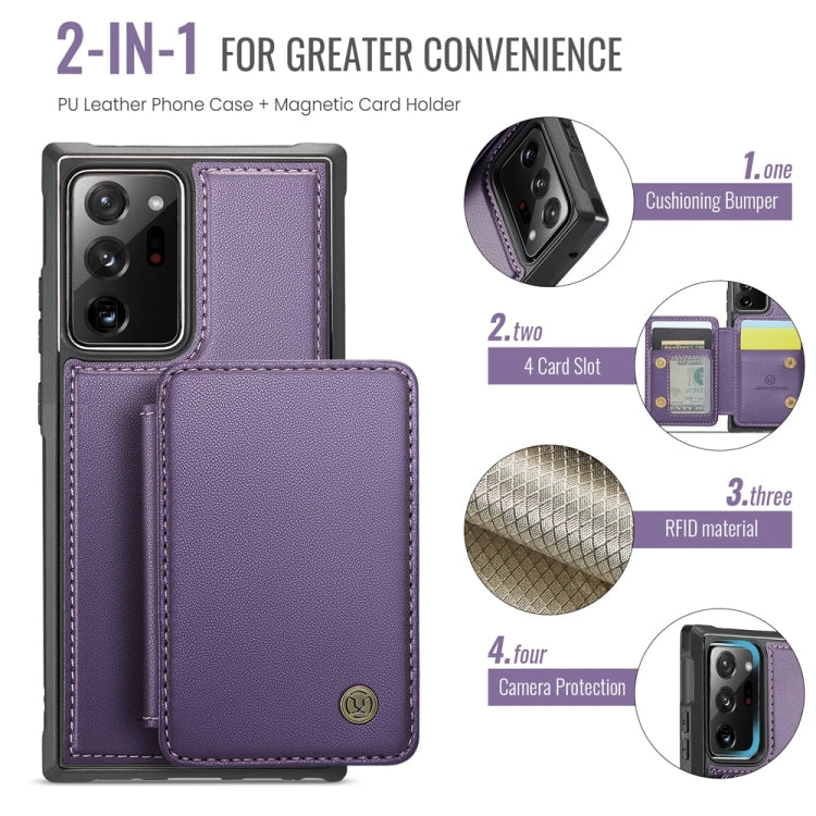 For Samsung Galaxy Note20 Ultra JEEHOOD J05 Business Magnetic Style RFID Leather Phone Case(Purple)