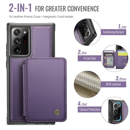 For Samsung Galaxy Note20 Ultra JEEHOOD J05 Business Magnetic Style RFID Leather Phone Case(Purple)