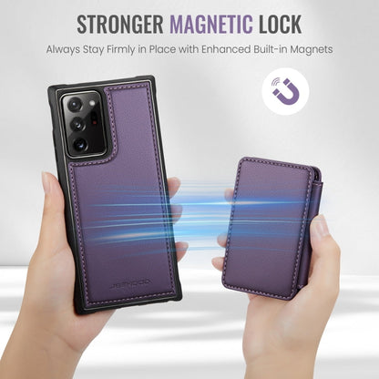 For Samsung Galaxy Note20 Ultra JEEHOOD J05 Business Magnetic Style RFID Leather Phone Case(Purple)
