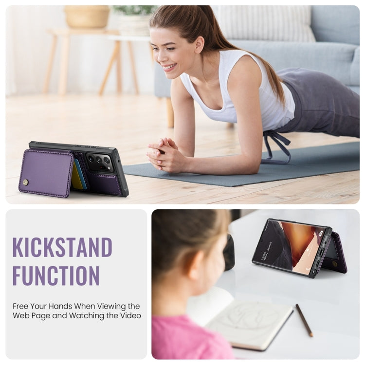 For Samsung Galaxy Note20 Ultra JEEHOOD J05 Business Magnetic Style RFID Leather Phone Case(Purple)