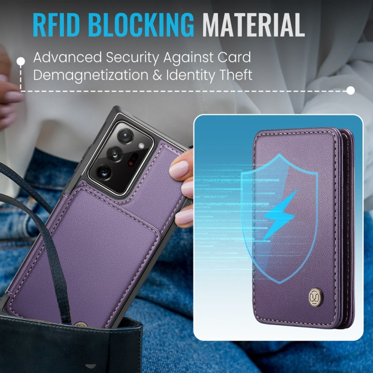 For Samsung Galaxy Note20 Ultra JEEHOOD J05 Business Magnetic Style RFID Leather Phone Case(Purple)
