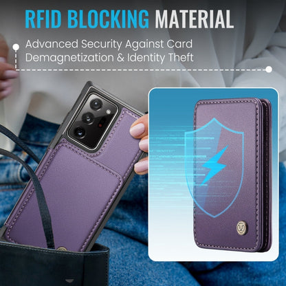 For Samsung Galaxy Note20 Ultra JEEHOOD J05 Business Magnetic Style RFID Leather Phone Case(Purple)
