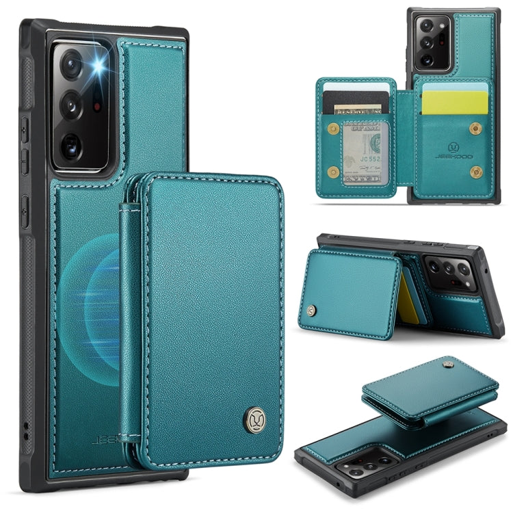 For Samsung Galaxy Note20 Ultra JEEHOOD J05 Business Magnetic Style RFID Leather Phone Case(Blue Green)