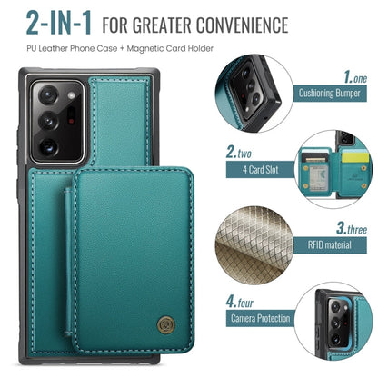 For Samsung Galaxy Note20 Ultra JEEHOOD J05 Business Magnetic Style RFID Leather Phone Case(Blue Green)