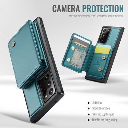 For Samsung Galaxy Note20 Ultra JEEHOOD J05 Business Magnetic Style RFID Leather Phone Case(Blue Green)