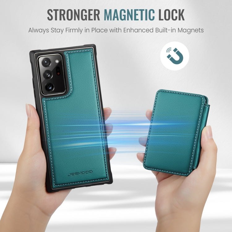For Samsung Galaxy Note20 Ultra JEEHOOD J05 Business Magnetic Style RFID Leather Phone Case(Blue Green)