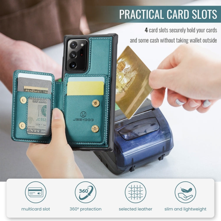 For Samsung Galaxy Note20 Ultra JEEHOOD J05 Business Magnetic Style RFID Leather Phone Case(Blue Green)