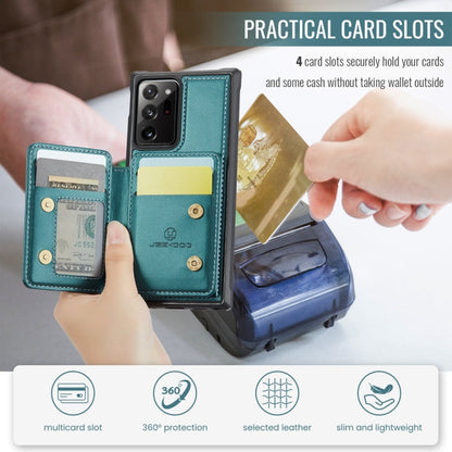 For Samsung Galaxy Note20 Ultra JEEHOOD J05 Business Magnetic Style RFID Leather Phone Case(Blue Green)