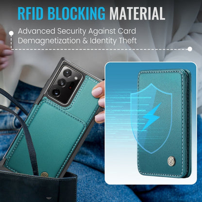 For Samsung Galaxy Note20 Ultra JEEHOOD J05 Business Magnetic Style RFID Leather Phone Case(Blue Green)
