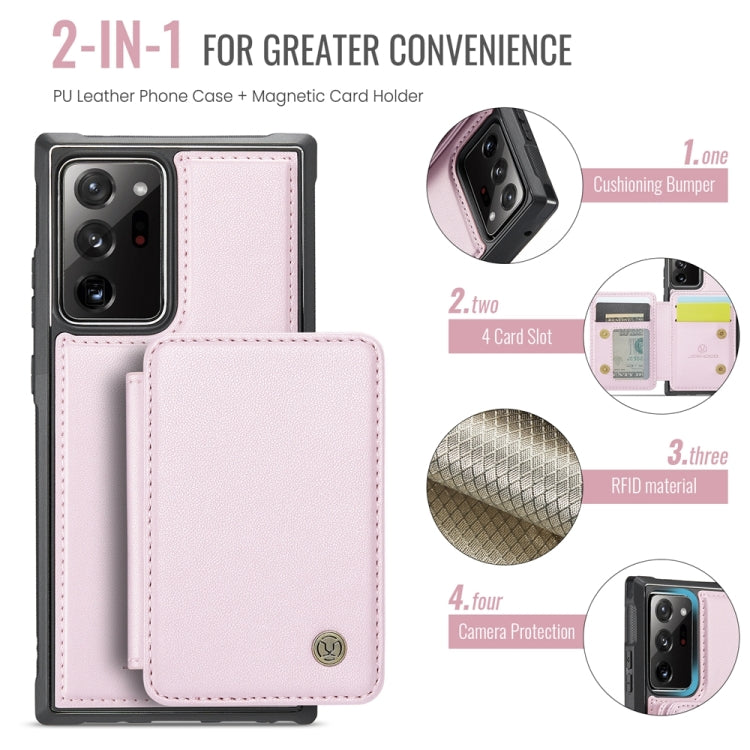For Samsung Galaxy Note20 Ultra JEEHOOD J05 Business Magnetic Style RFID Leather Phone Case(Pink)