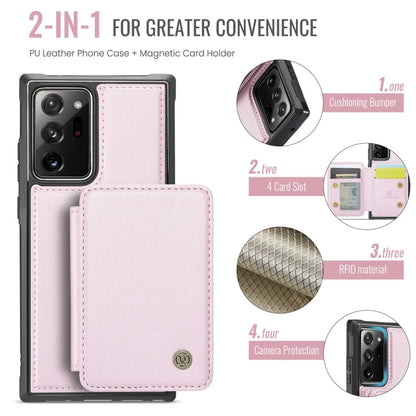 For Samsung Galaxy Note20 Ultra JEEHOOD J05 Business Magnetic Style RFID Leather Phone Case(Pink)
