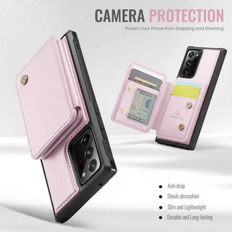 For Samsung Galaxy Note20 Ultra JEEHOOD J05 Business Magnetic Style RFID Leather Phone Case(Pink)
