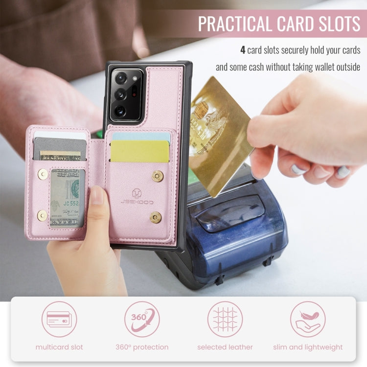For Samsung Galaxy Note20 Ultra JEEHOOD J05 Business Magnetic Style RFID Leather Phone Case(Pink)
