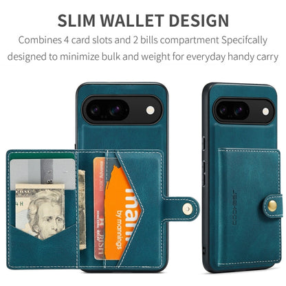 For Google Pixel 9 JEEHOOD J01 Retro Magnetic Detachable Wallet Phone Case(Blue)