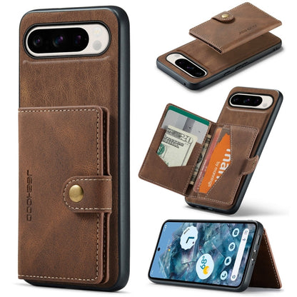 For Google Pixel 9 Pro JEEHOOD J01 Retro Magnetic Detachable Wallet Phone Case(Brown)