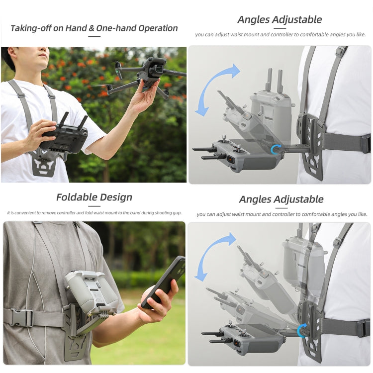 For DJI RC 2 / 1 Sunnylife Remote Control Waist Support Bracket Chest Strap(Grey)