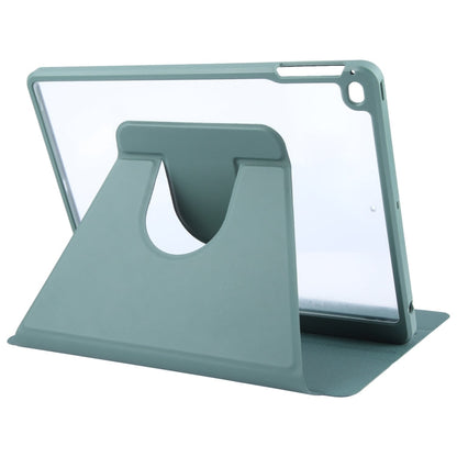 For iPad 9.7 2018 & 2017 / Air / Air2 GEBEI Acrylic TPU 3-folding Rotating Smart Tablet Leather Case withh Pen Slot(Dark Green)