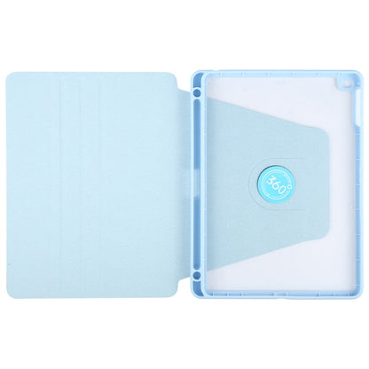 For iPad 9.7 2018 & 2017 / Air / Air2 GEBEI Acrylic TPU 3-folding Rotating Smart Tablet Leather Case withh Pen Slot(Sky Blue)