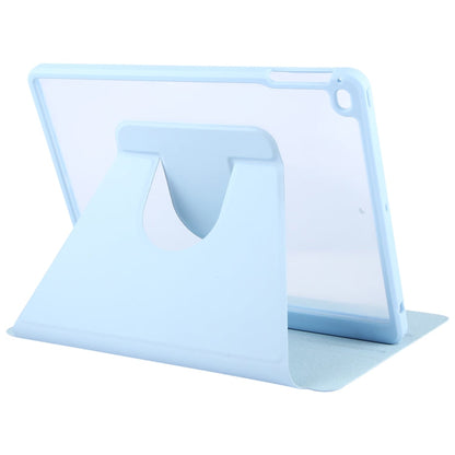 For iPad 9.7 2018 & 2017 / Air / Air2 GEBEI Acrylic TPU 3-folding Rotating Smart Tablet Leather Case withh Pen Slot(Sky Blue)