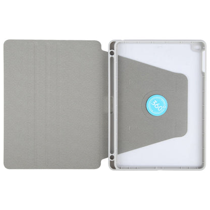 For iPad 9.7 2018 & 2017 / Air / Air2 GEBEI Acrylic TPU 3-folding Rotating Smart Tablet Leather Case withh Pen Slot(Grey)