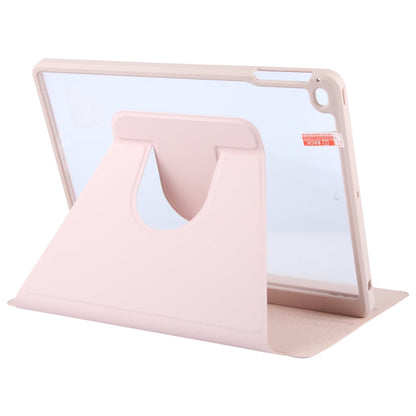For iPad 9.7 2018 & 2017 / Air / Air2 GEBEI Acrylic TPU 3-folding Rotating Smart Tablet Leather Case withh Pen Slot(Pink)